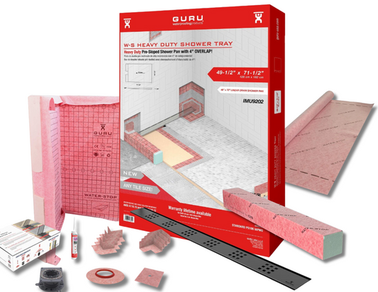 GURU Shower Linear Drain Superkit 49-1/2"x47-1/2" PVC with Drain