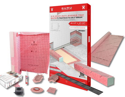 GURU Shower Linear Drain Superkit 49-1/2"x71-1/2" PVC with Drain