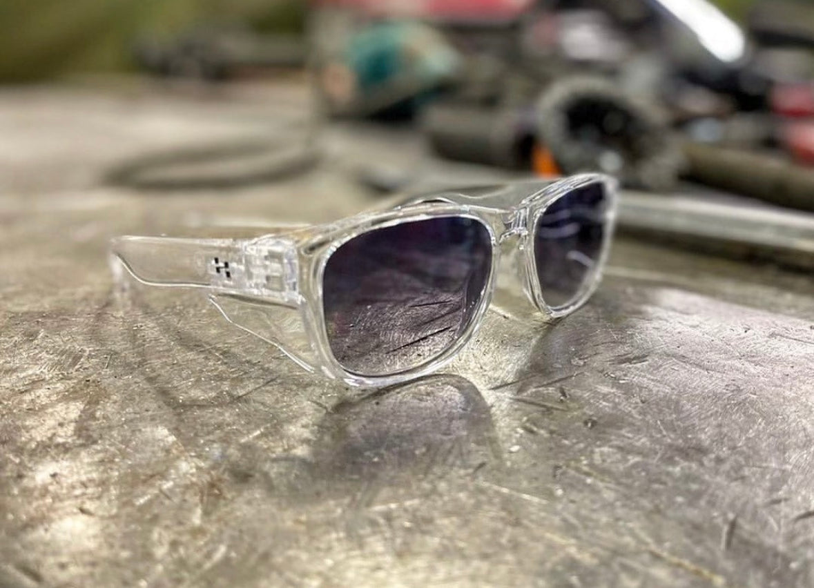 HySpecs Arctic Clear with Grey Polarized Lenses & Clear Side Shields