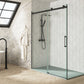 Corner Shower Glass Sliding Door - Black