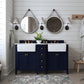 Adeline Bathroom Vanity with Farmhouse Sink and Carrara White Marble Top Cabinet Set